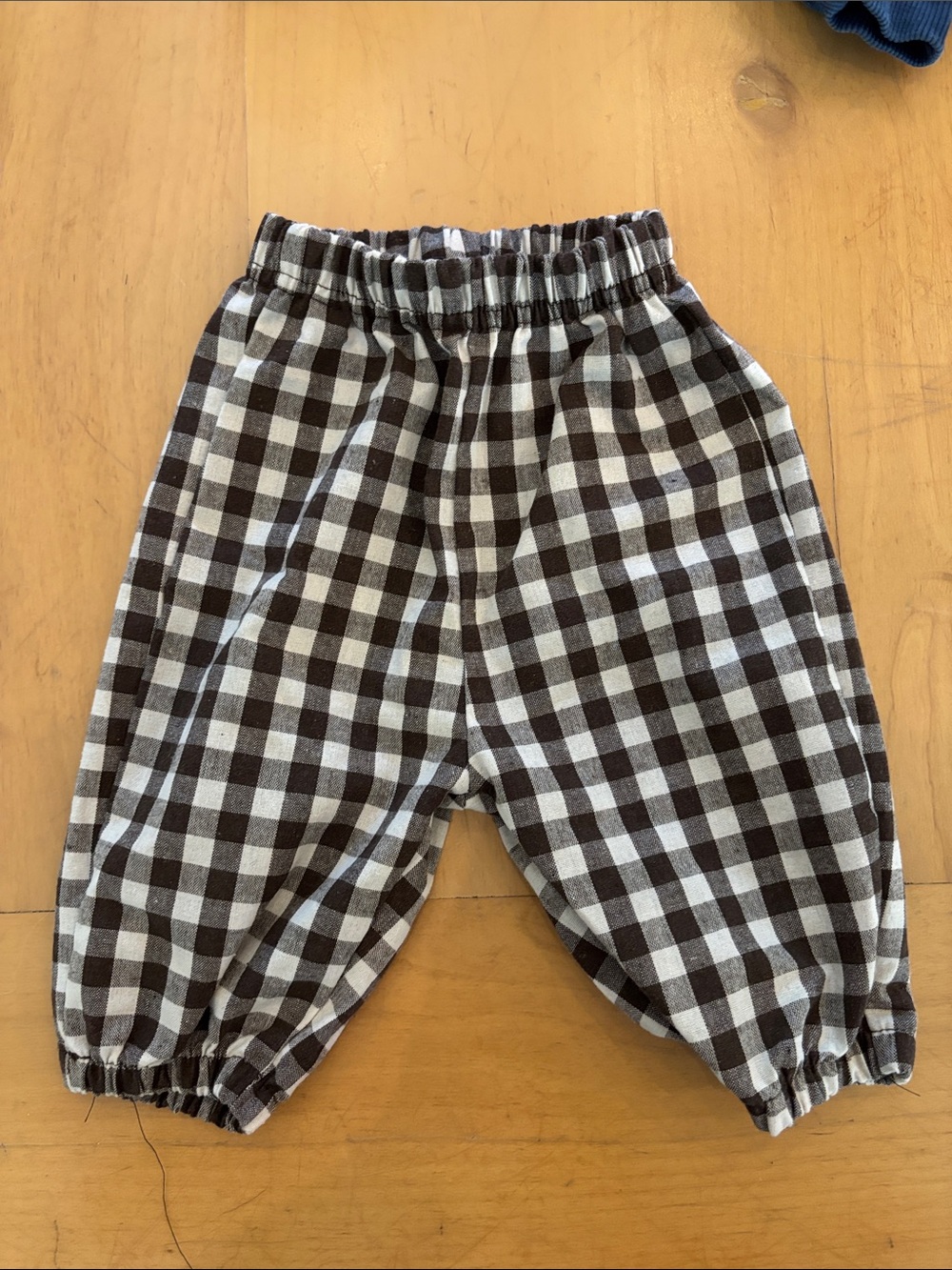 Milk Teeth Brown and White Gingham Elastic Waist Baby Pants